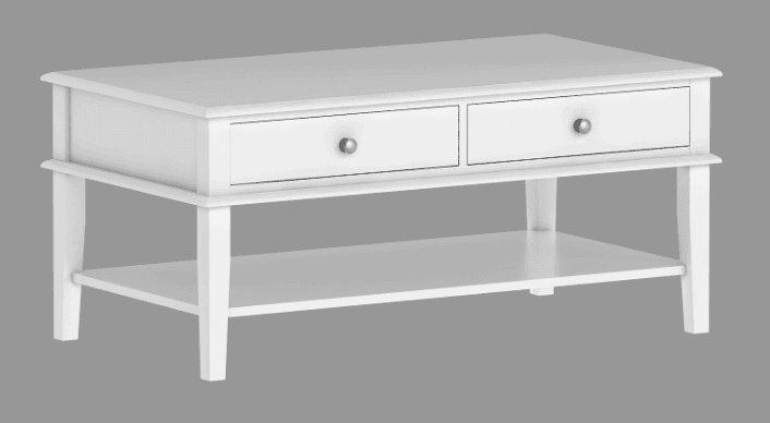 Modern White / Black Coffee Table with Storage Shelf and 2 Drawers for Living Room, Wood Small Coffee Table with Large Storage Space, Easy Assemb