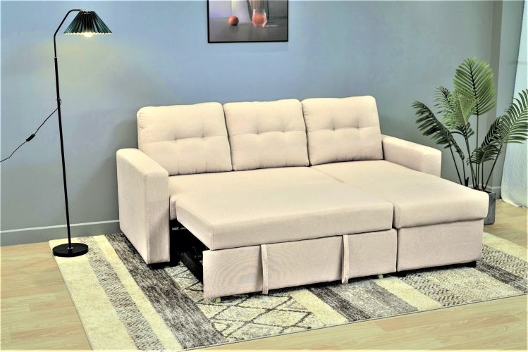 Container Furniture Direct Convertible L-Shaped Sectional Sleeper Sofa Bed, Stylish Apartment Furniture